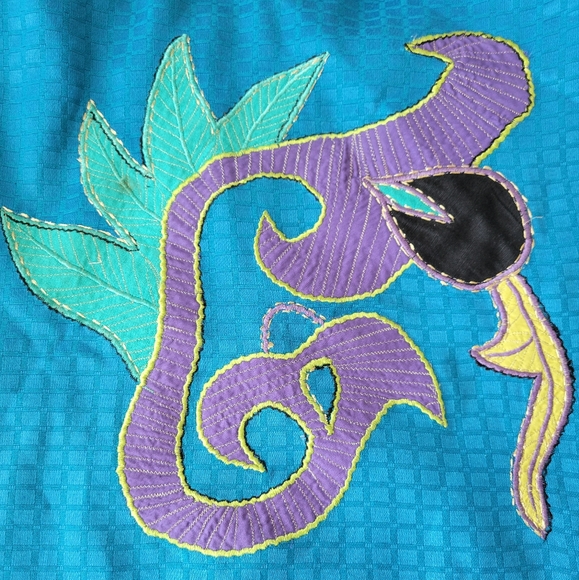 VTG Maggie Barnes Plus Size 3X Lined Artsy Embroidered Blue Jacket - Picture 3 of 8